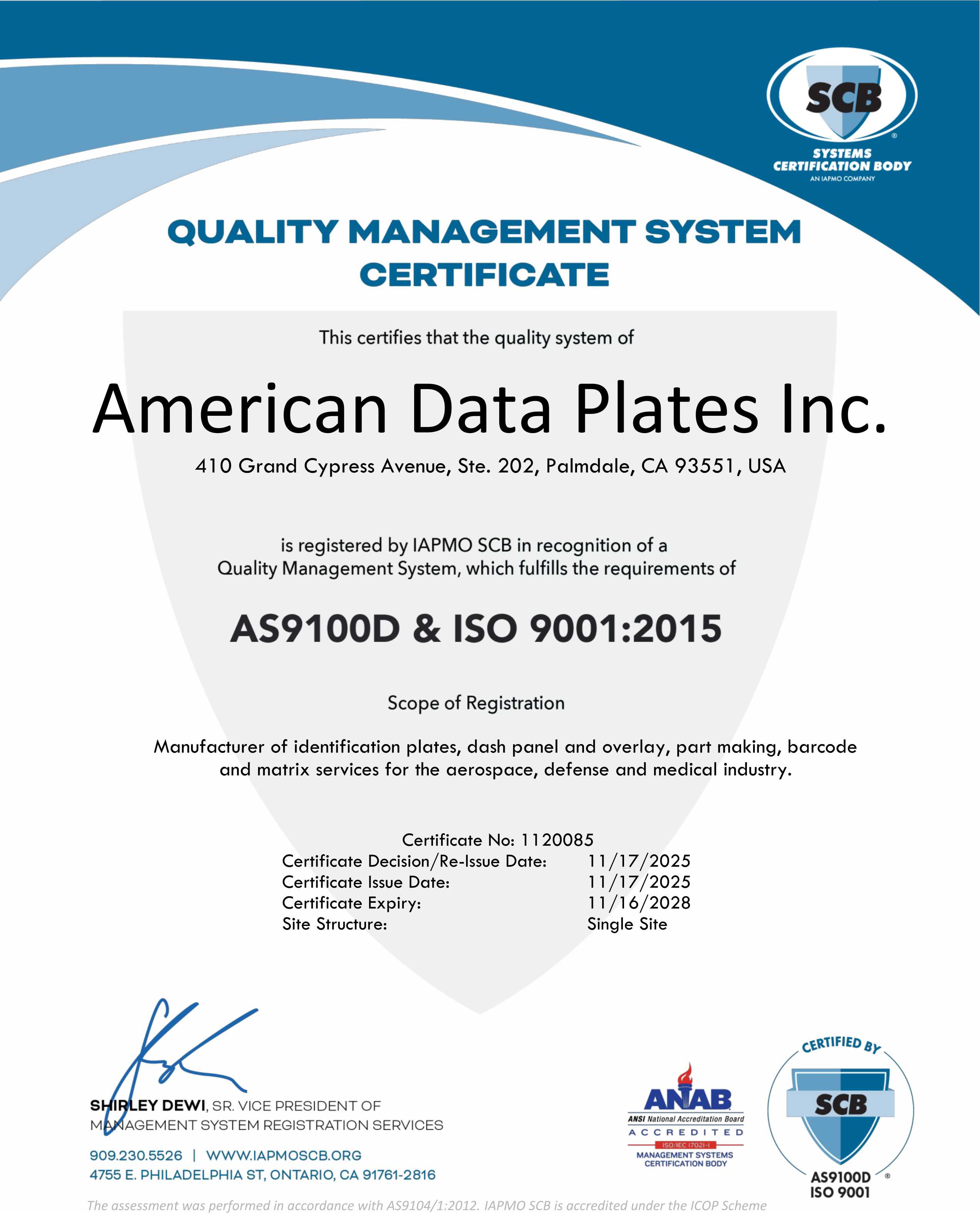 AS9100D Certification